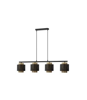 Lámpara Colgante Lineal Negra y Oro 4 Luces E27 106x16 cm Kyoto