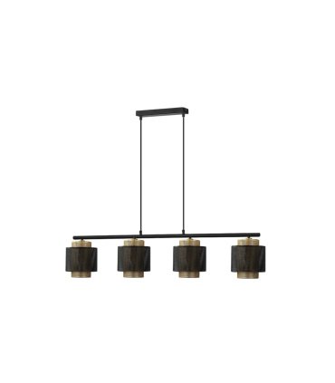 Lámpara Colgante Lineal Negra y Oro 4 Luces E27 106x16 cm Kyoto