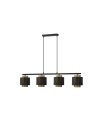 Lámpara Colgante Lineal Negra y Oro 4 Luces E27 106x16 cm Kyoto