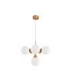 Lámpara Colgante Oro 6 Luces E14 Tulipas Blancas 44x44 cm Frey