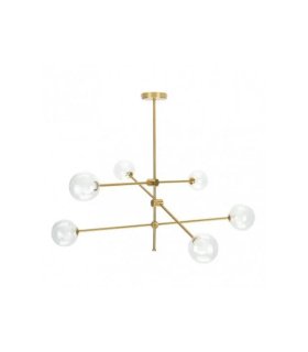 Lámpara de Techo Bronce 6 Luces G9 Tulipas Dobles 90x90 cm Jerusalén