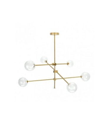 Lámpara de Techo Bronce 6 Luces G9 Tulipas Dobles 90x90 cm Jerusalén
