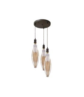 Lámpara Colgante LED 3 Luces E27 24W 3000K Marrón y Ámbar Elio