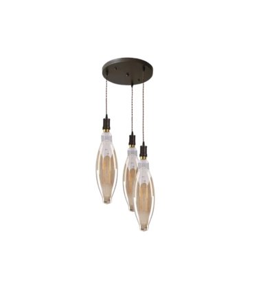 Lámpara Colgante LED 3 Luces E27 24W 3000K Marrón y Ámbar Elio
