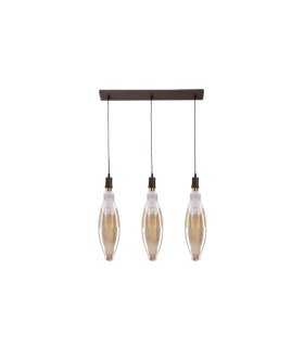 Lámpara Colgante Lineal LED 3 Luces 24W Marrón y Ámbar 64x12 cm Elio