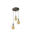 Lámpara Colgante 3 Luces E27 24W 2700K Ámbar y Cuero Bombillas Globo Celso