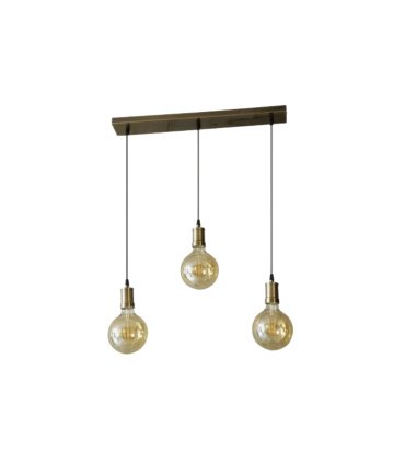 Lámpara Colgante Lineal 3 Luces E27 24W 2700K Ámbar y Cuero 64x13 cm Celso