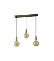 Lámpara Colgante Lineal 3 Luces E27 24W 2700K Ámbar y Cuero 64x13 cm Celso