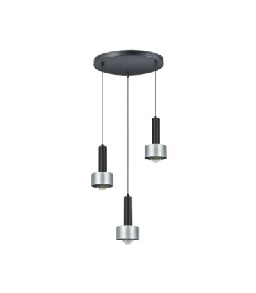 Lámpara Colgante 3 Luces E27 Negro y Plata Altura Regulable 35x35 cm Allende