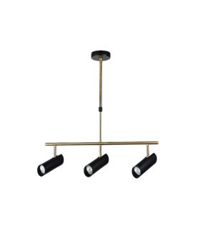 Lámpara de Techo 3 Focos GU10 Negro y Cuero Orientables 56 cm Marrakech