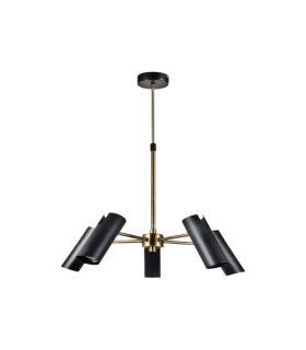 Lámpara de Techo 5 Focos GU10 Negro y Cuero Orientables 58x58 cm Marrakech