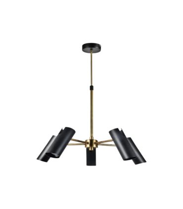 Lámpara de Techo 5 Focos GU10 Negro y Cuero Orientables 58x58 cm Marrakech