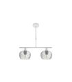 Lámpara de Techo 2 Luces E14 Blanca con Tulipas de Cristal Tallado 41x13 cm Estela