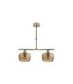 Lámpara de Techo 2 Luces E14 Cuero con Tulipas Ámbar Talladas 41x13 cm Estela