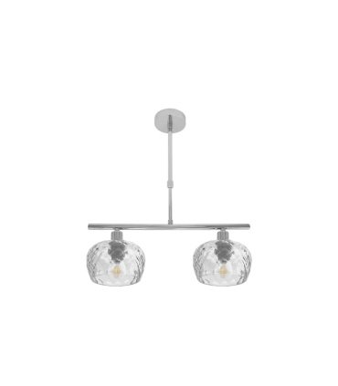 Lámpara de Techo 2 Luces E14 Cromo con Tulipas de Cristal Tallado 41x13 cm Estela