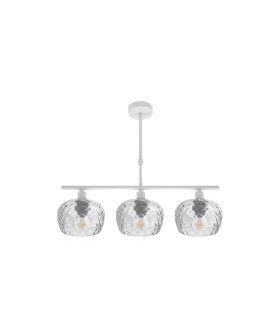 Lámpara de Techo 3 Luces E14 Blanca con Tulipas de Cristal Tallado 55x13 cm Estela