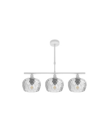 Lámpara de Techo 3 Luces E14 Blanca con Tulipas de Cristal Tallado 55x13 cm Estela
