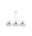 Lámpara de Techo 3 Luces E14 Blanca con Tulipas de Cristal Tallado 55x13 cm Estela