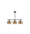 Lámpara de Techo 3 Luces E14 Marrón con Tulipas Ámbar Talladas 55x13 cm Estela