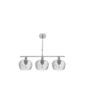 Lámpara de Techo 3 Luces E14 Cromo con Tulipas de Cristal Tallado 55x13 cm Estela