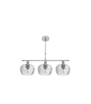 Lámpara de Techo 3 Luces E14 Cromo con Tulipas de Cristal Tallado 55x13 cm Estela