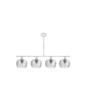 Lámpara de Techo 4 Luces E14 Blanca con Tulipas de Cristal Tallado 75x13 cm Estela