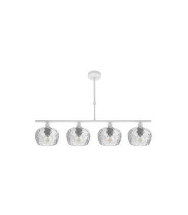 Lámpara de Techo 4 Luces E14 Blanca con Tulipas de Cristal Tallado 75x13 cm Estela