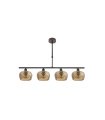 Lámpara de Techo 4 Luces E14 Marrón con Tulipas Ámbar Talladas 75x13 cm Estela
