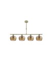 Lámpara de Techo 4 Luces E14 Cuero con Tulipas Ámbar Talladas 75x13 cm Estela