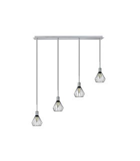 Lámpara Colgante 4 Luces E14 Negro y Cromo Altura Regulable 83x13 cm San Petersburgo