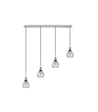 Lámpara Colgante 4 Luces E14 Negro y Cromo Altura Regulable 83x13 cm San Petersburgo
