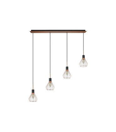 Lámpara Colgante 4 Luces E14 Negro y Cobre Altura Regulable 83x13 cm San Petersburgo
