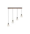 Lámpara Colgante 4 Luces E14 Negro y Cobre Altura Regulable 83x13 cm San Petersburgo