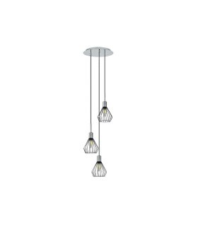 Lámpara Colgante 3 Luces E14 Negro y Cromo Altura Regulable 30x30 cm San Petersburgo