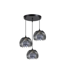 Plafón de Techo 3 Luces E27 Negro Altura Regulable 40x40 cm Latina