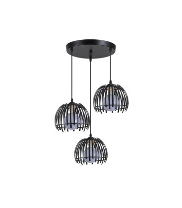 Plafón de Techo 3 Luces E27 Negro Altura Regulable 40x40 cm Latina
