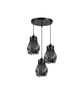 Plafón de Techo 3 Luces E27 Negro Altura Regulable 36x36 cm Ragusa