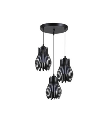 Plafón de Techo 3 Luces E27 Negro Altura Regulable 36x36 cm Ragusa