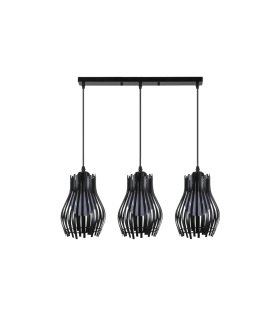 Regleta de Techo 3 Luces E27 Negro Altura Regulable 64x16 cm Ragusa