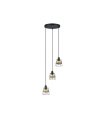 Plafón de Techo 3 Luces E14 Negro y Ratán Altura Regulable Burano