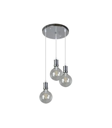 Lámpara Colgante 3 Luces E27 Cromo LED 24W 2550 lm 36x36 cm Prisco