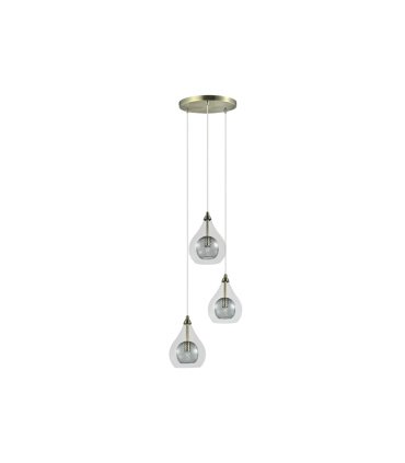 Lámpara de Techo 3 Luces G9 Cuero y Cristal 30x30 cm Lhasa