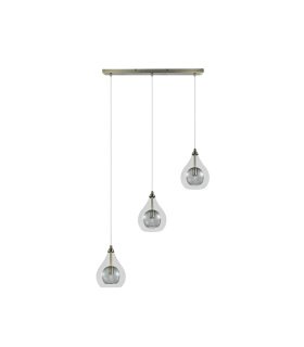 Lámpara Colgante 3 Luces G9 Cuero y Cristal 65x65 cm Lhasa