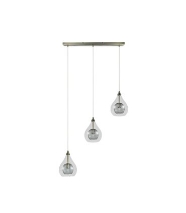 Lámpara Colgante 3 Luces G9 Cuero y Cristal 65x65 cm Lhasa
