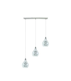 Lámpara Colgante 3 Luces G9 Cromo y Cristal 65x65 cm Lhasa