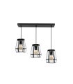 Regleta de Techo 3 Luces E27 Negra de Cristal 64x15 cm Guia