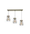 Regleta de Techo 3 Luces E27 Cuero y Cristal 64x15 cm Guia