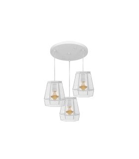 Plafón de Techo 3 Luces E27 Blanco y Cristal 42x42 cm Guia