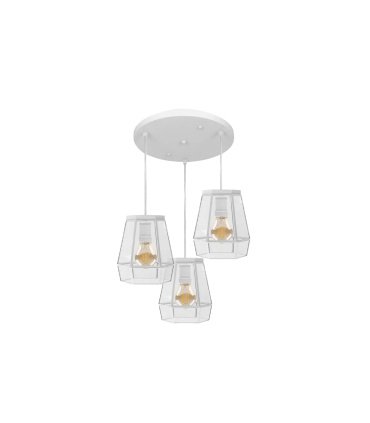 Plafón de Techo 3 Luces E27 Blanco y Cristal 42x42 cm Guia
