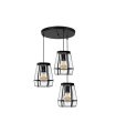Plafón de Techo 3 Luces E27 Negro y Cristal 42x42 cm Guia
